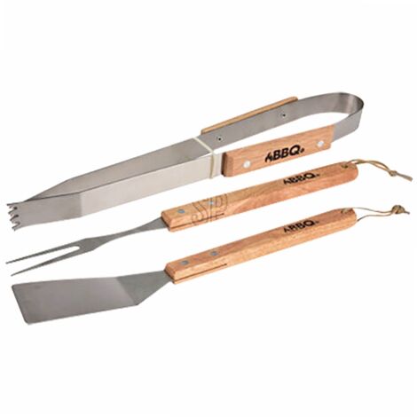 Set d'ustensiles de barbecue avec manche en bois - BBQ (1/7)