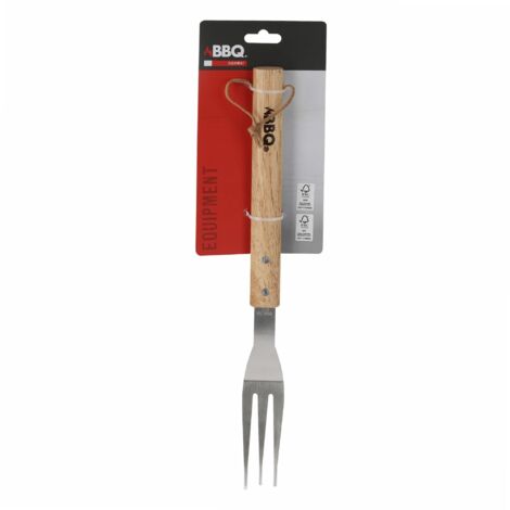 Fourchette de barbecue en acier inoxydable avec manche en bois 38 cm - BBQ (1/3)