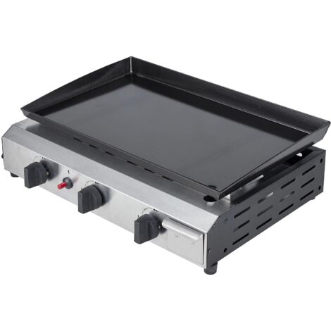 Plancha au gaz 3 brûleurs sur chariot 7.55kW