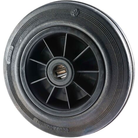 Roue de manutention 205 kg – Caoutchouc plein 200 x 50 mm – Increvable et résistante - Pour chariots de transport – Tente