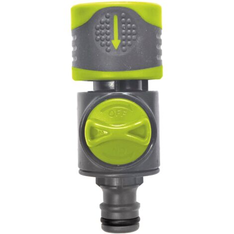Jardibric – Raccord automatique avec vanne rapide – Système lock automatique – Plastique vert anis et gris – Pour arrosage précis (1/5)