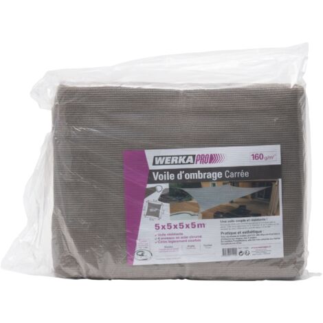 Voile d'ombrage taupe WERKA PRO 5 x 5 m