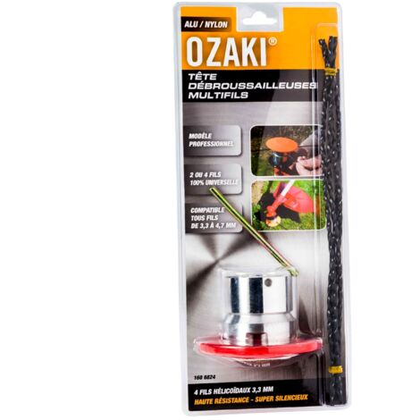 Tête de débroussailleuse multifils en aluminium et résine – Alésage 20 mm et 25,4 mm – Fil compatible 3,3 à 4,7 mm – Diamètre 55 mm – Ozaki (1/5)