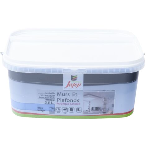 Peinture mur et plafond satinée bleu indigo  2,5L  Jafep