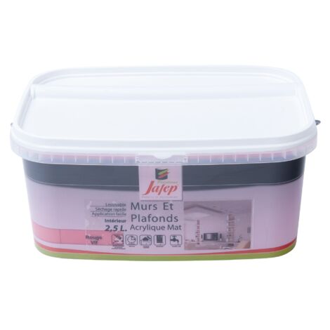 Peinture mur et plafond acrylique mate rouge vif  2,5L  Jafep