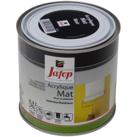 Peinture acrylique mat noir Jafep 0,5 L