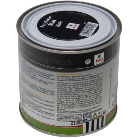 Peinture acrylique mat noir Jafep 0,5 L