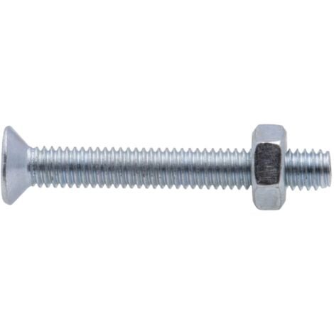 Vis à métaux zinguée tête fraisée PZ cruciforme Viswood Ø 6x30 mm (lot de 10 vis+écrou)