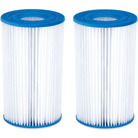 Summer Waves – Lot de 2 cartouches de filtration A/C – Dimensions 20,3 cm x 10,5 cm – Papier filtre ultra-fin – Chlorinateur intégré pour désinfection