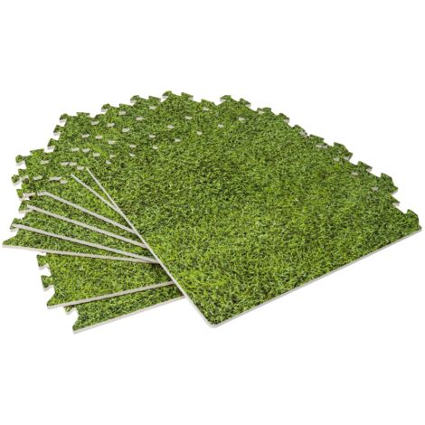 Dalle pour piscine imprimé gazon  50x50cm  1cm épaisseur 8 pièces WERKA PRO