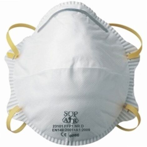 Lot de 20 masques jetables FFP1 NR D – Protection contre poussières et aérosols – Élastiques sans latex – Polypropylène non tissé – Sup Air