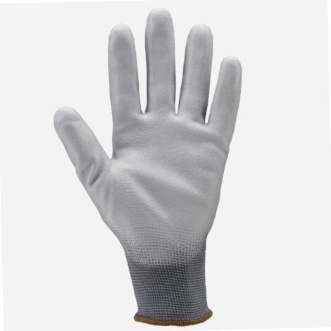 Lot de 5 paires de gants Manutention polyester gris - paume endPU gris Taille 8 (1/3)