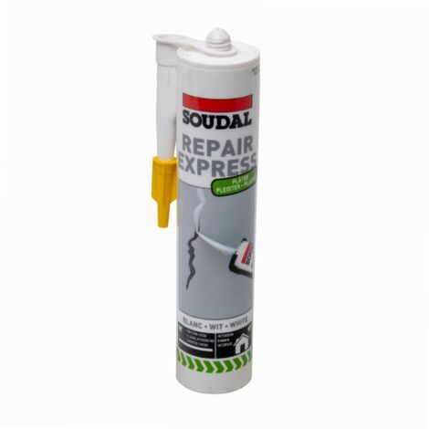 Soudal – Plâtre REPAIR EXPRESS 290 mL – Cartouche pour rebouchage fissures et trous – Durcissement rapide – Finition lisse