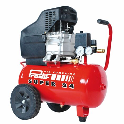 Prodif – Compresseur d'air 24L 8 bars 2CV – Débit 210 L/min – Moteur électrique mono-cylindre – Transport sur roues (1/2)