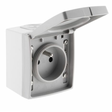 Zenitech – Prise de courant 2 pôles + terre 16A – Protection étanche IP55 – Installation rapide en saillie – Pour outils extérieurs
