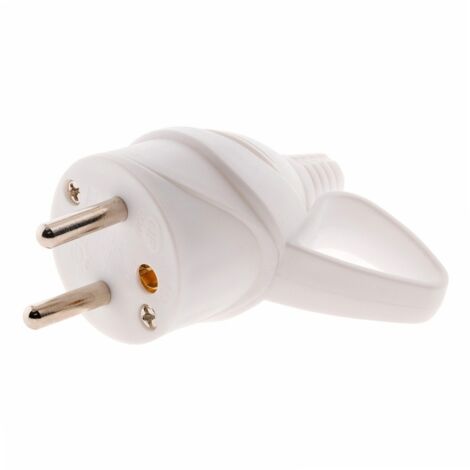 Zenitech – Fiche électrique mâle 2P+T 16A blanche – Anneau intégré pour retrait facile – Certifiée NF – Sécurité enfant incluse