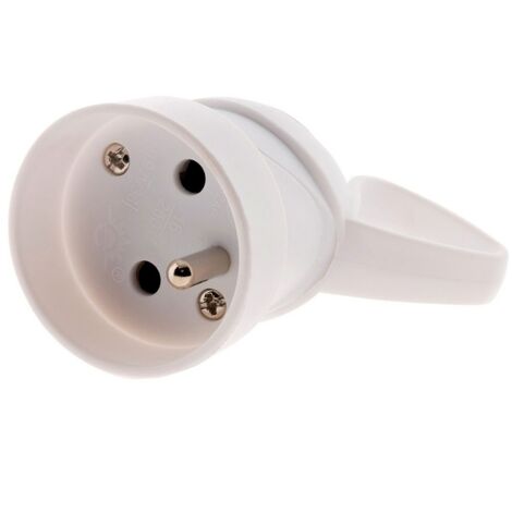 Zenitech – Fiche femelle 16A 2P+T – Anneau blanc – Câble HO5VV-F 3G1/3G1,5mm² – Norme NF – Poignée ergonomique