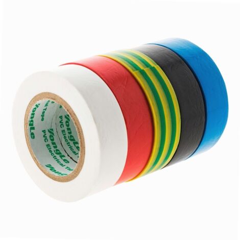 Zenitech – Lot de 5 rubans adhésifs isolants PVC 15mm x 10m – Résistance à l'usure – Adhérence durable sur divers supports (1/2)