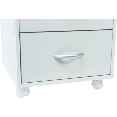 Meuble blanc 4 tiroirs sur roulettes WERKA PRO
