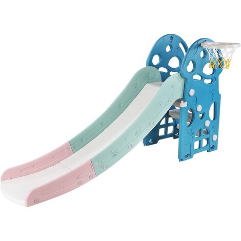 Fixkit Toboggan Pour Enfants 197 X 73 5 X 102 Cm Toboggan Amusant Avec Panier De Basket