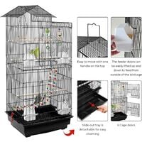 FIXKIT cage à oiseaux, cage à perruche en métal pour volière d'oiseaux avec jouets pour oiseaux et escalier pour oiseaux, 46 x 35,5 x 99,5 cm Volière Vogelbauer pour canaris, cockatiels, perroquets, pigeons, pinsons