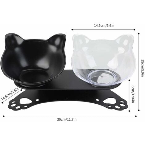 Kueatily Gamelle Pour Chat Double Bols Pour Chats Avec Support Sureleve Gamelle Chat Plateforme Inclinee A