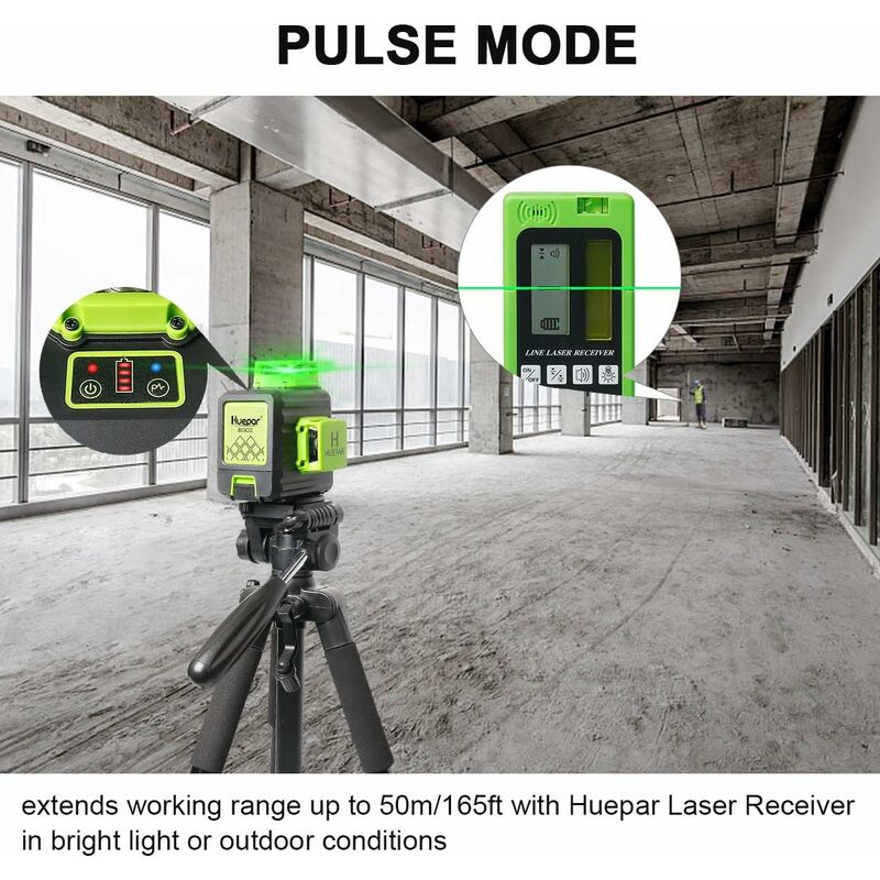 Huepar LS03CG - Niveau Laser Vert 3D 12 Lignes