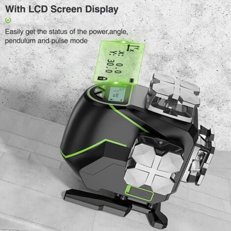 Niveaux Laser, Huepar S04CG Niveau Laser Auto-Nivelant Écran LCD, Bluetooth Faisceau Vert Ligne Croisée Outil Laser Pour Carrelage,Télécommande & Étui de Transport