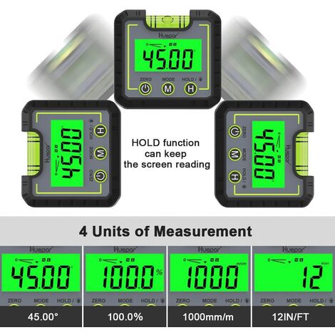 Niveau Numérique RISEPRO 42cm - Inclinomètre Magnétique, Précision 0.1°, Rétroéclairage - Pour Bricolage