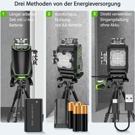 Huepar Niveau Laser Auto-Nivelant Écran LCD, Bluetooth Faisceau Vert Ligne Croisée Outil Pour Carrelage, Horizontale/Verticale à 360°,Télécommande & Étui de Transport (S04CG-5RG)