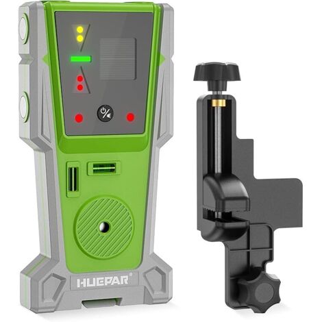 Récepteur laser Huepar LR-8RG, compatible avec tous les niveaux laser Huepar et Pro, ±1/17 po, jusqu'à 200 pi, détecteur laser à faisceaux vert et rouge, voyant LED recto verso, aimant, pince incluse