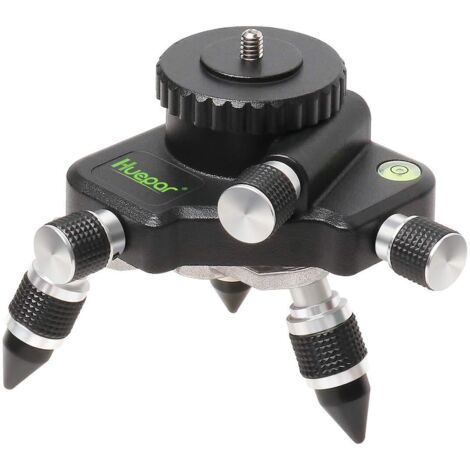 Huepar – Adaptateur de niveau laser 360° AT2 – Réglable avec filetage mâle 1/4'-20 – Bulle horizontale intégrée – Conception en aluminium durable