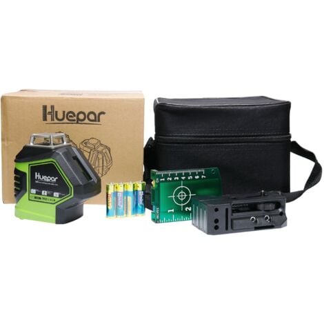 Huepar 6141G Niveau Laser Croix Vert avec Point d'Aplomb, Auto-nivellement  Commutable Ligne Horizontale et