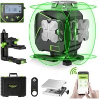 Niveaux Laser, Huepar S04CG Niveau Laser Auto-Nivelant Écran LCD, Bluetooth Faisceau Vert Ligne Croisée Outil Laser Pour Carrelage,Télécommande & Étui de Transport
