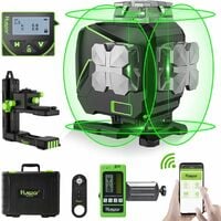 Huepar Niveau Laser Auto-Nivelant Écran LCD, Bluetooth Faisceau Vert Ligne Croisée Outil Pour Carrelage, Horizontale/Verticale à 360°,Télécommande & Étui de Transport (S04CG-5RG)