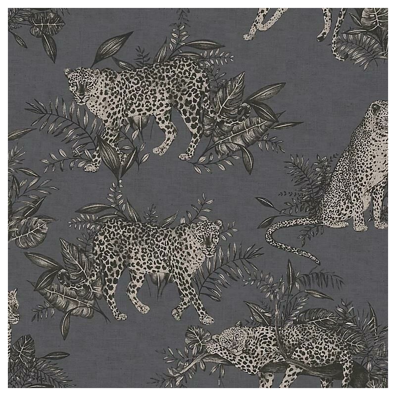 Grandeco Lounging Leopard Grey Wallpaper Animal Print Paste The Wall Vinyl