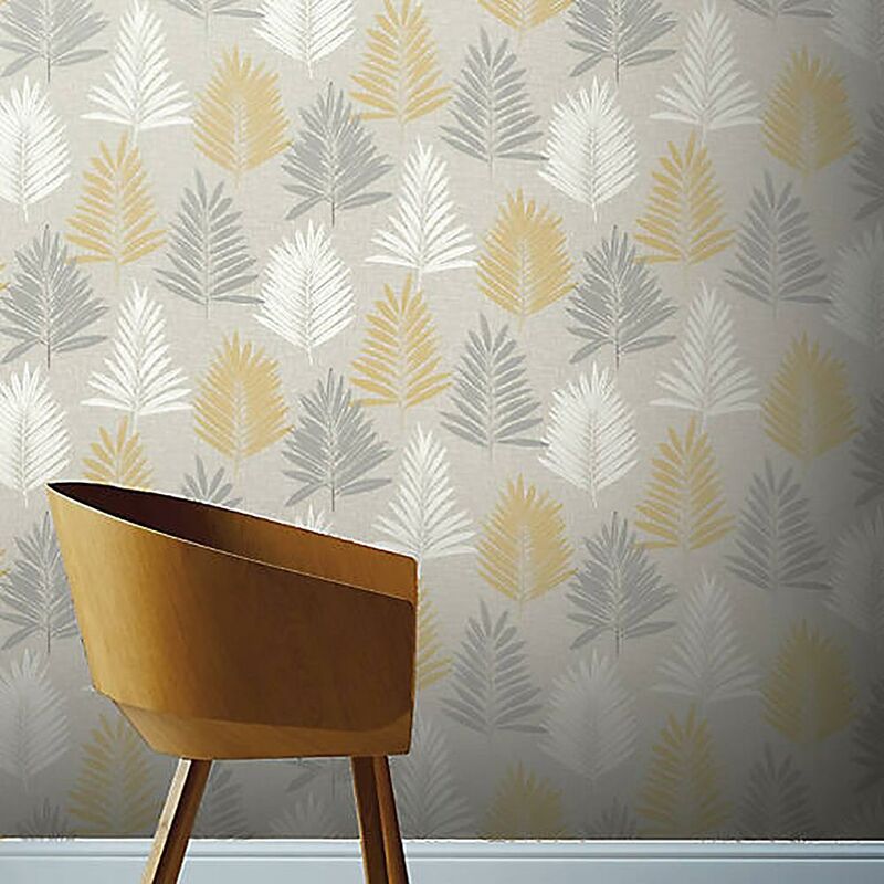 Yellow Arthouse Wallpaper Ochre Grey Retro Geometric Flower Textured Floral   eBay