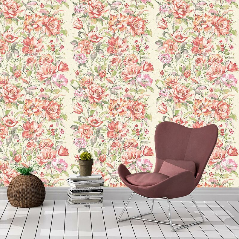 Fresco Pink Pandora Drama Floral Wallpaper