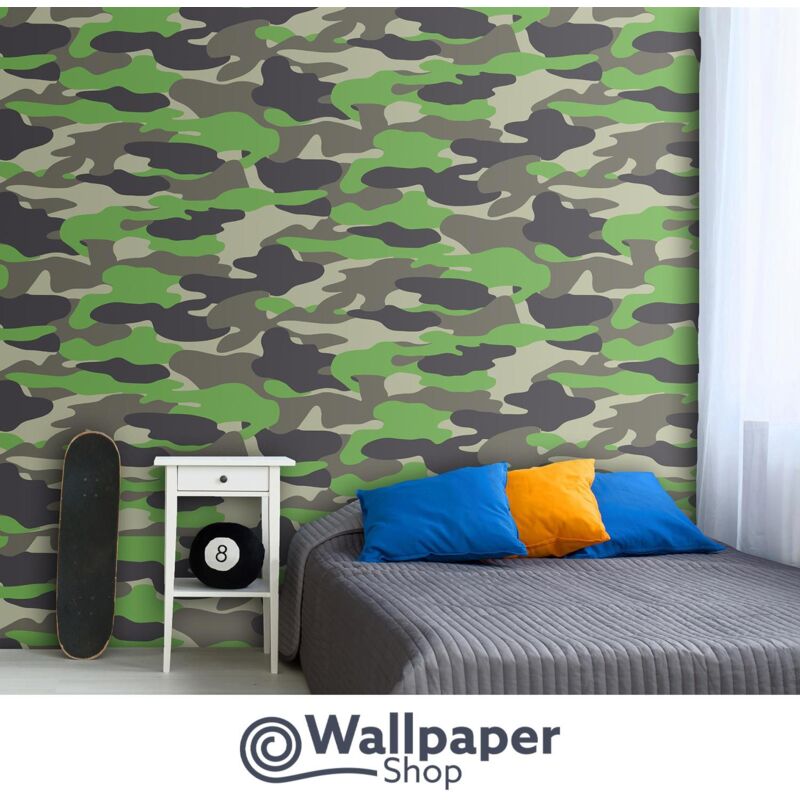 Camouflage Wallpaper Army Camo Brown Grey Green Children Teenager Boys  Debona