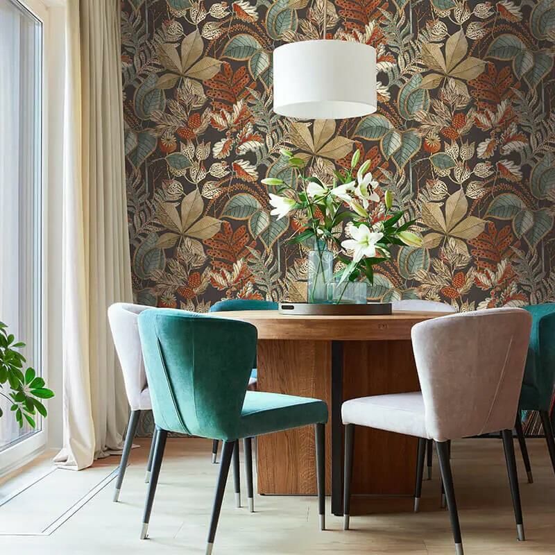 Belgravia Eden Leaf Charcoal Floral Wallpaper Flower Nature