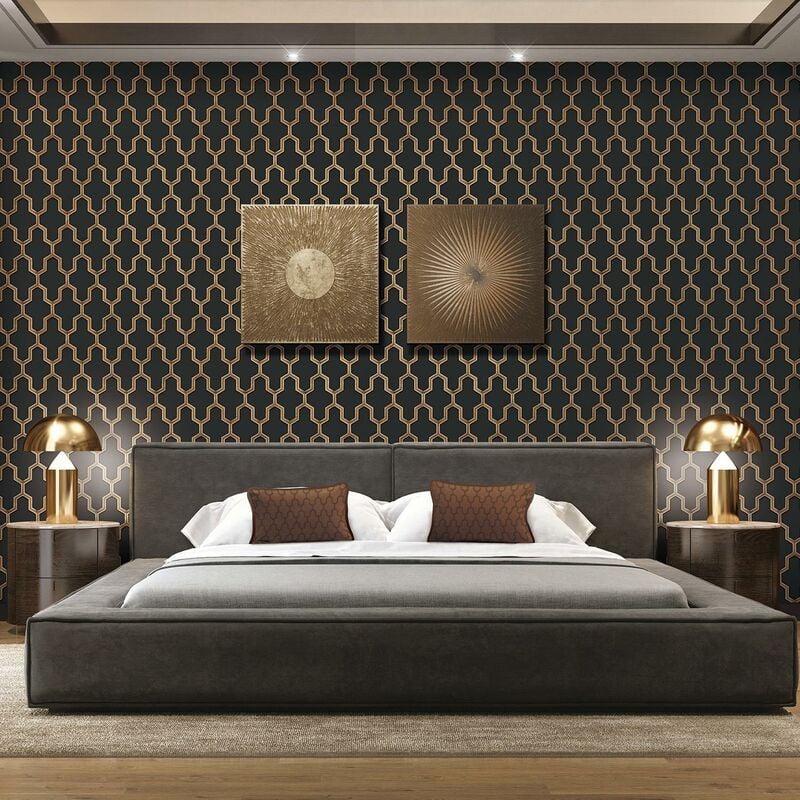 LV Inspired 3D Wallpaper - 5.3sqm - Black And Yellow