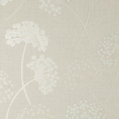 Fine Decor Grace Allium Stone Silver Wallpaper Floral Metallic Textured Vinyl (1/4)