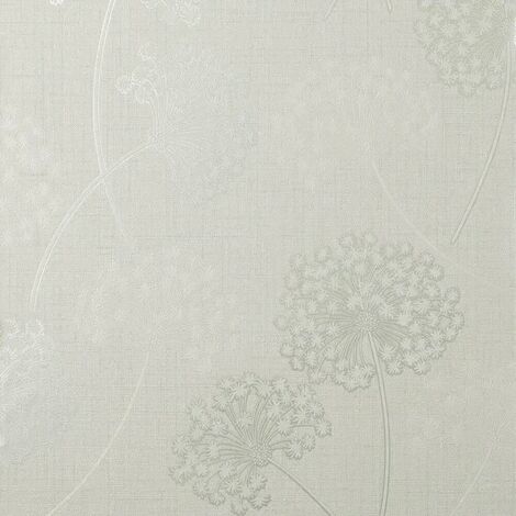 Fine Decor Grace Allium White Silver Wallpaper Floral Metallic Textured Vinyl (1/4)