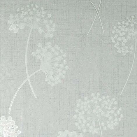 Fine Decor Grace Allium Grey Silver Wallpaper Floral Metallic Textured Vinyl (1/4)