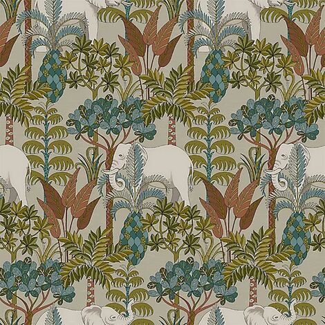 Grandeco Malawi Forest Red Wallpaper Elephants Paste The Wall Textured Vinyl