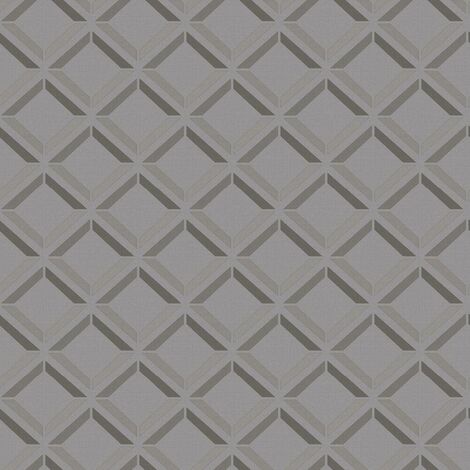 Holden Decor Lana Geo Grey Wallpaper Geometric Metallic Effect Paste The Wall