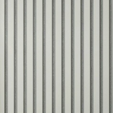 Fine Decor Acoustic Wood Panels Light Grey Wallpaper Modern Stylish Feature Wall