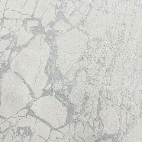 Rasch Vasari Enzo Silver Marble Wallpaper Metallic Heavyweight Textured Vinyl (1/4)