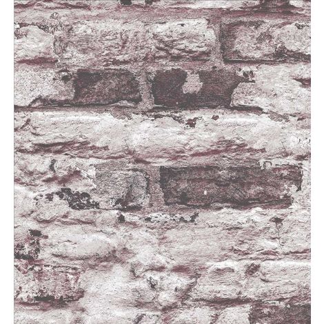 Red Brick Wallpaper White Slate Stone Rustic Industrial Paste Wall Vinyl
