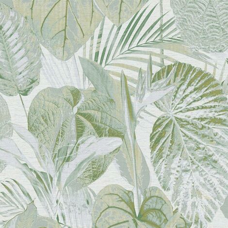 AS Creation Botanical Garden Leaves Wallpaper Sage Green Textured Paste The Wall